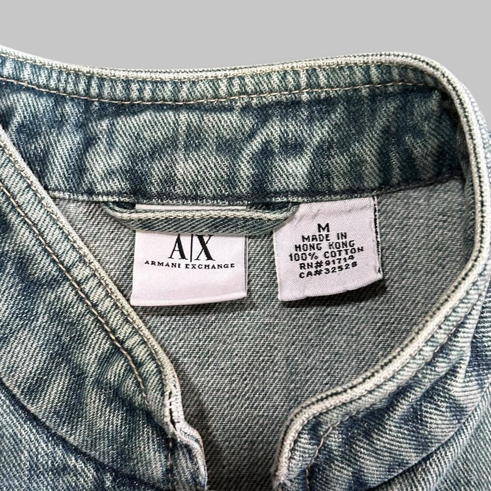 Armani Exchange Women’s Denim Moto Jacket with Woven Accents - Size M - Picture 5 of 5